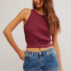Free People waffle knit vest tank